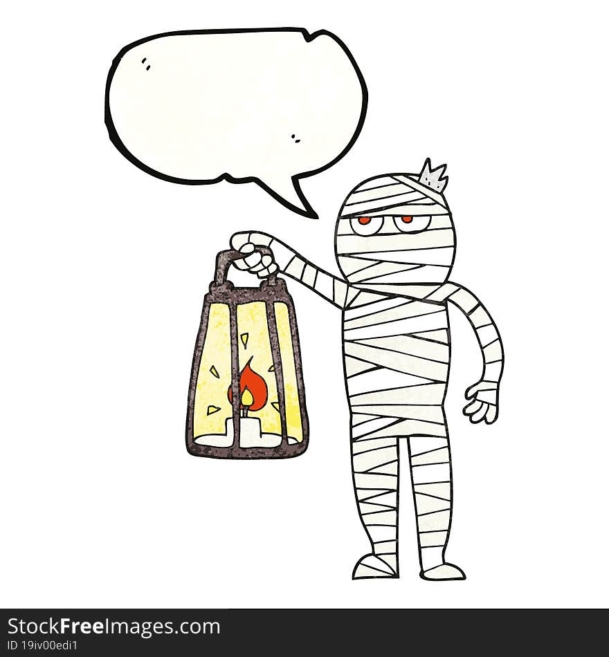 speech bubble textured cartoon mummy