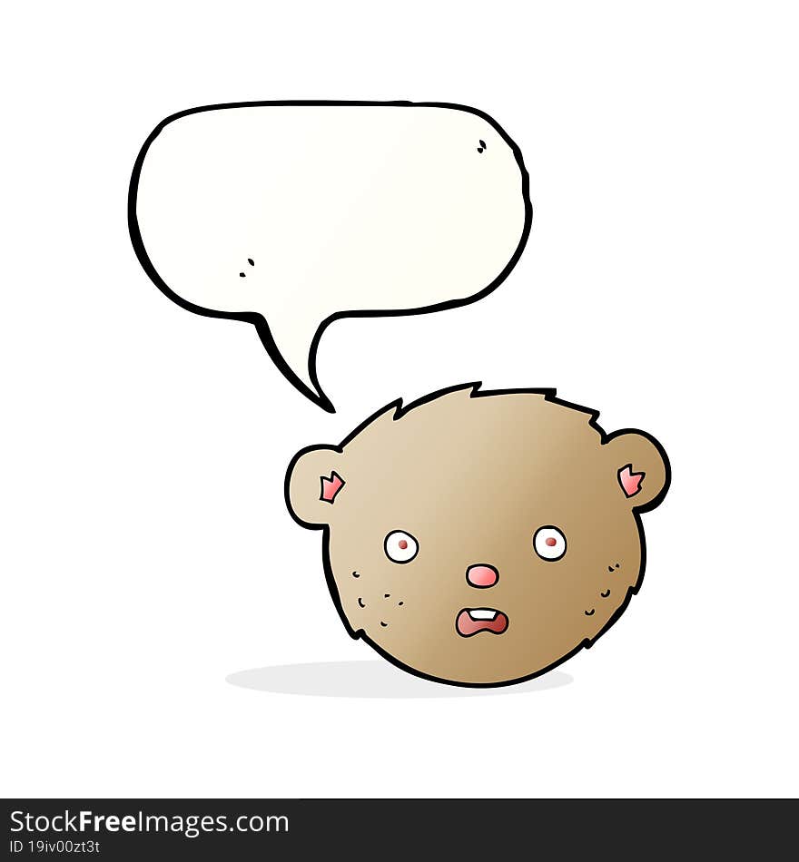 cartoon teddy bear face with speech bubble