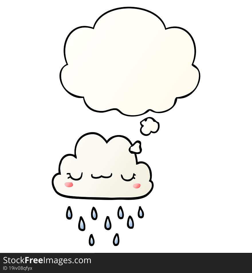 cartoon storm cloud and thought bubble in smooth gradient style