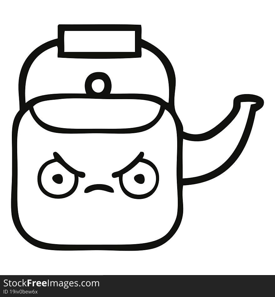 line drawing cartoon kettle