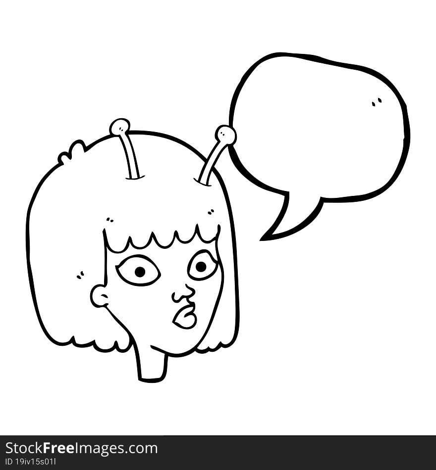 speech bubble cartoon female alien