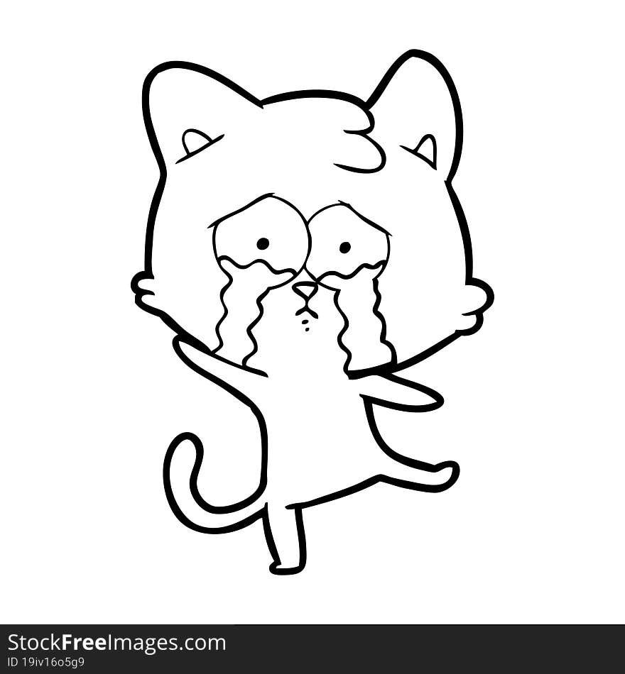 cartoon crying cat. cartoon crying cat