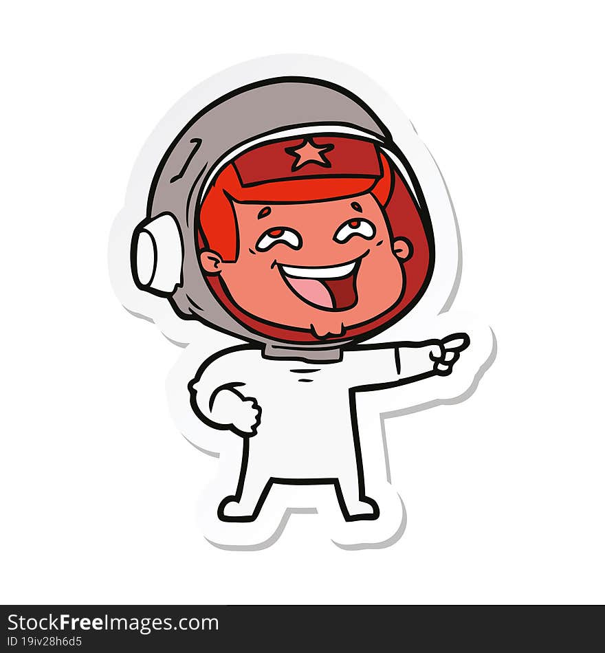 Sticker Of A Cartoon Laughing Astronaut