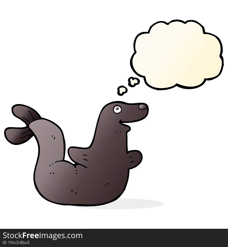 cartoon seal with thought bubble