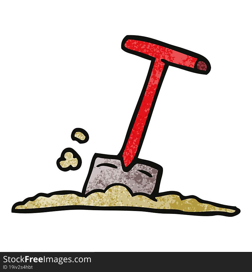 cartoon doodle shovel in dirt