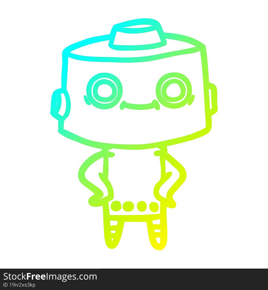 cold gradient line drawing cartoon robot