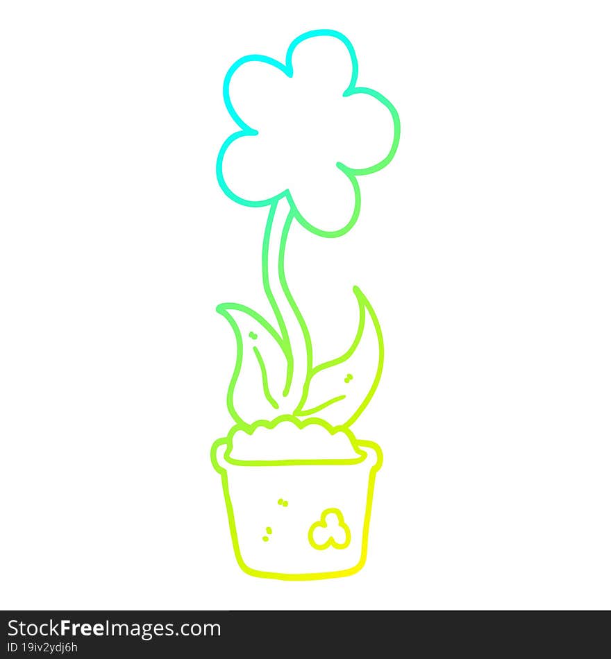 cold gradient line drawing cute cartoon flower