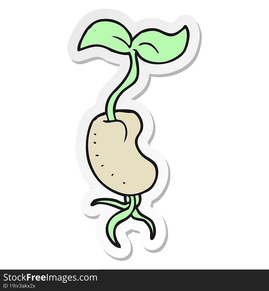 Sticker Of A Cartoon Sprouting Seed