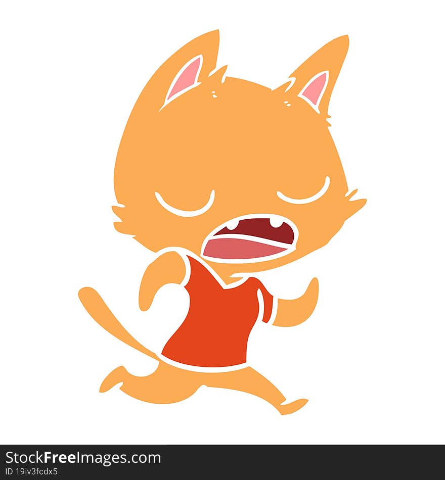 talking cat flat color style cartoon