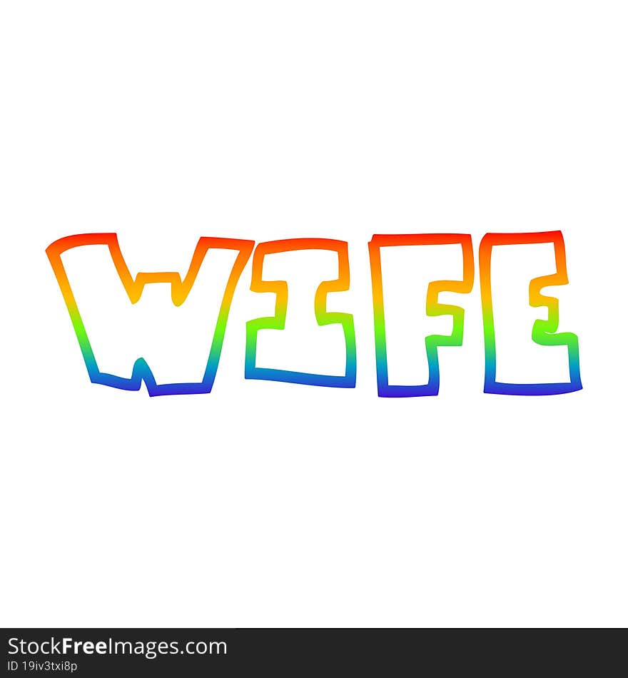 rainbow gradient line drawing cartoon word