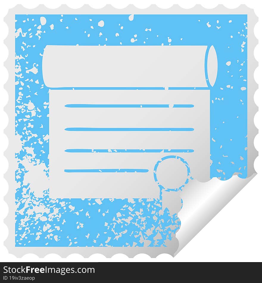 distressed square peeling sticker symbol certificate