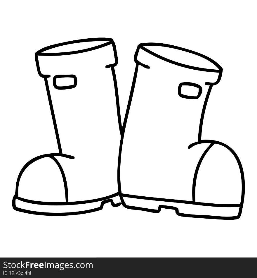 line doodle pair of wellington boots