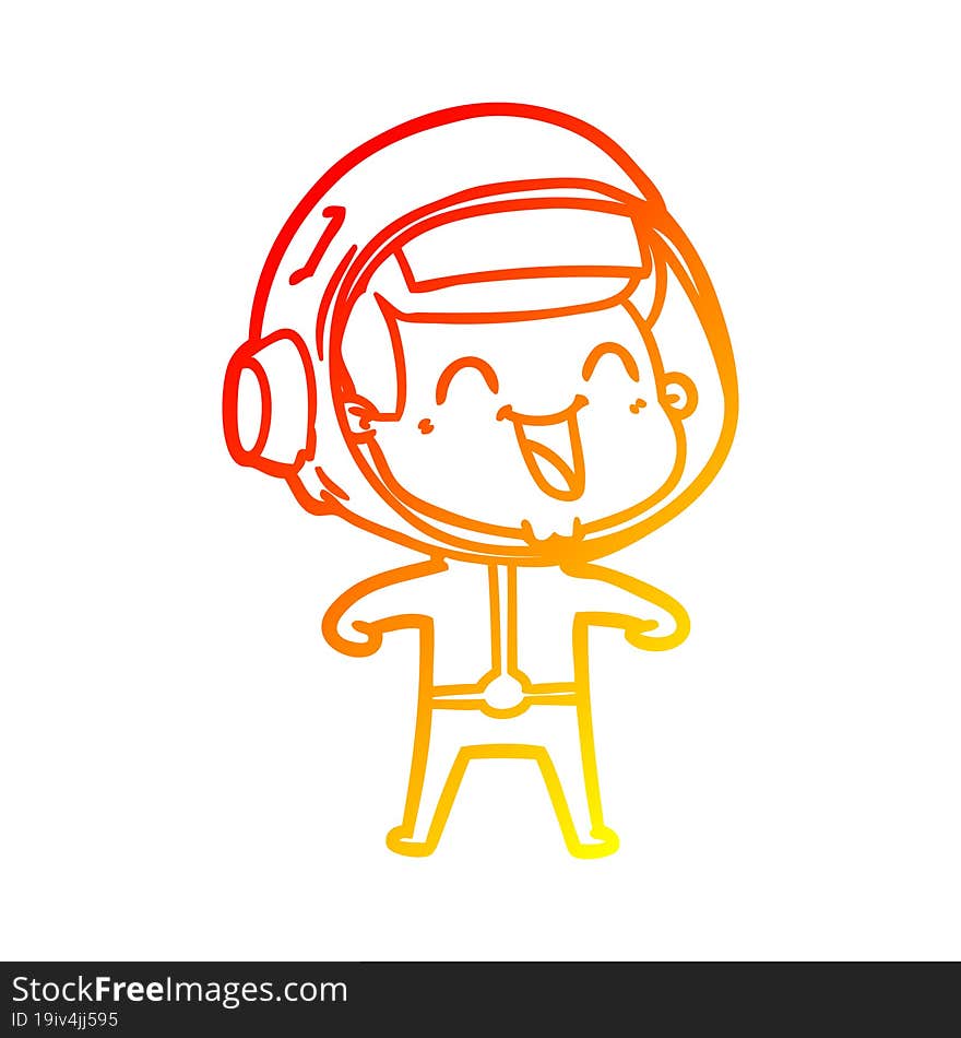 warm gradient line drawing of a happy cartoon astronaut