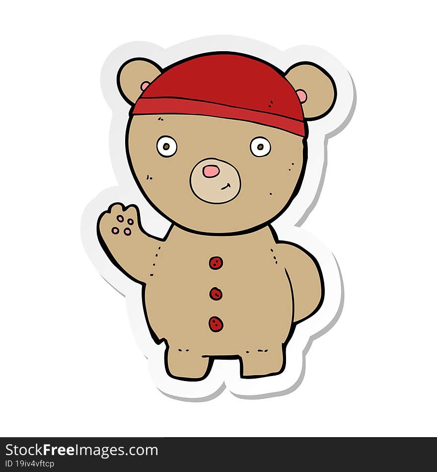 sticker of a cartoon teddy bear