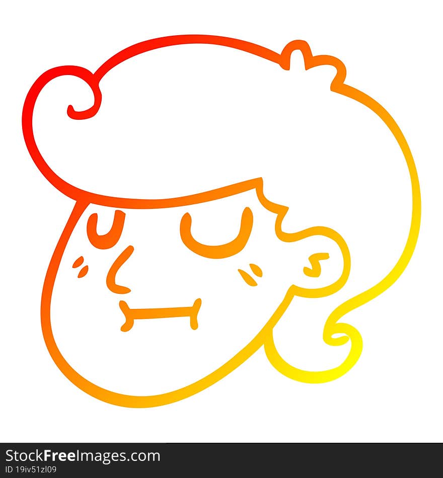 Warm Gradient Line Drawing Cartoon Girls Face