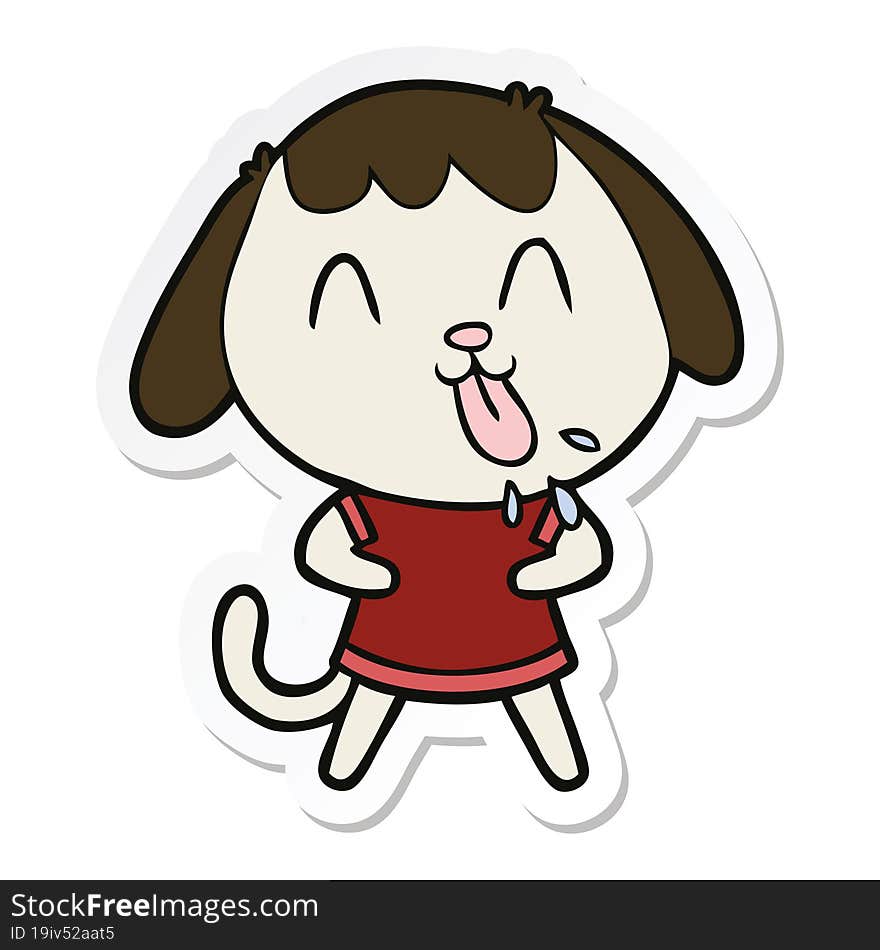 Sticker Of A Cute Cartoon Dog