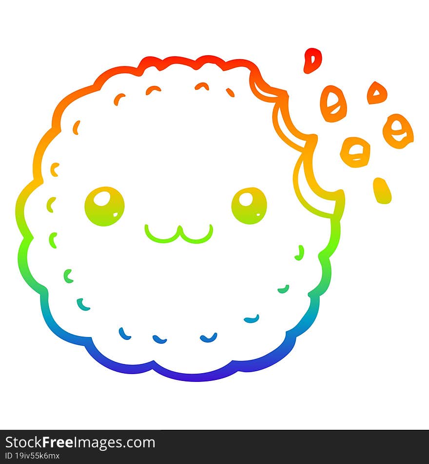 rainbow gradient line drawing cartoon biscuit