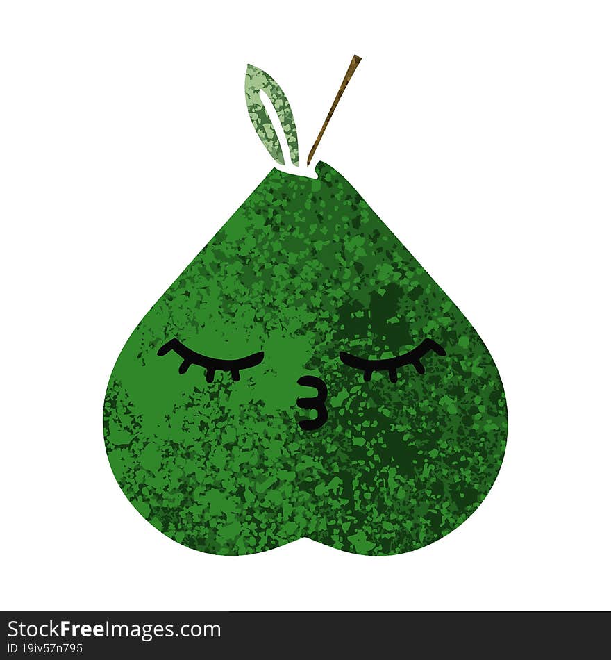 retro illustration style cartoon pear