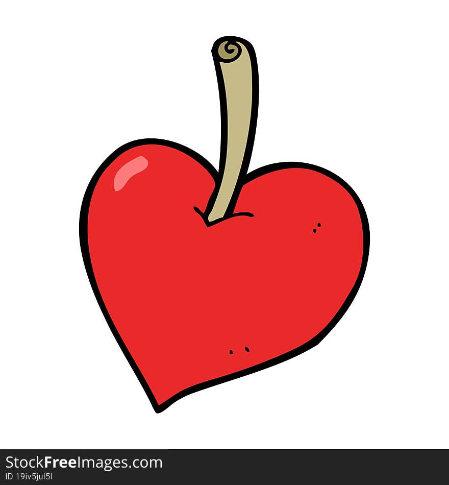 cartoon love heart apple