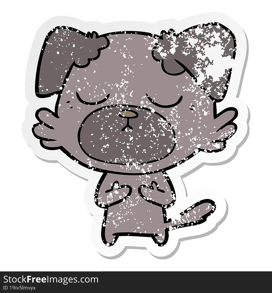 distressed sticker of a cute cartoon dog