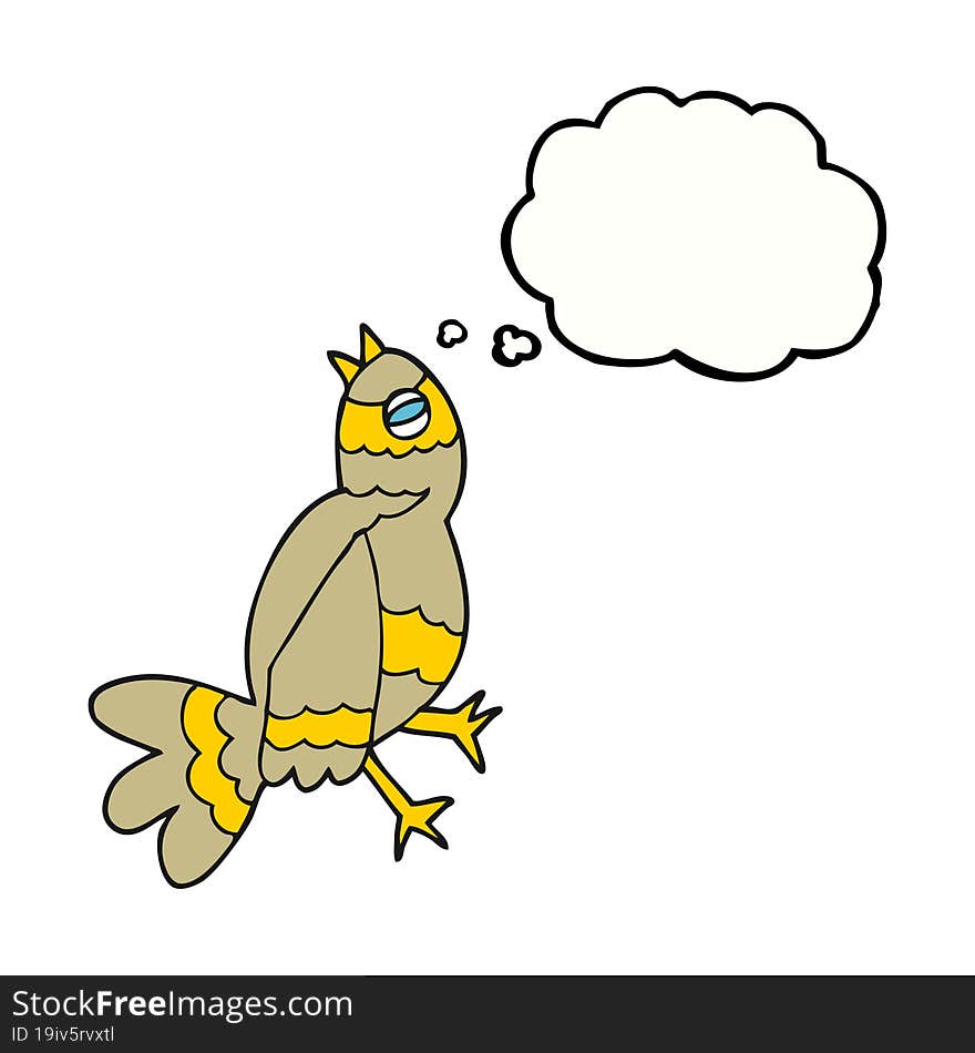 freehand drawn thought bubble cartoon bird