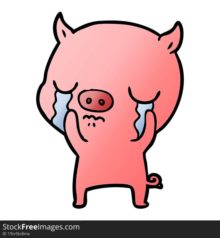 cartoon pig crying. cartoon pig crying