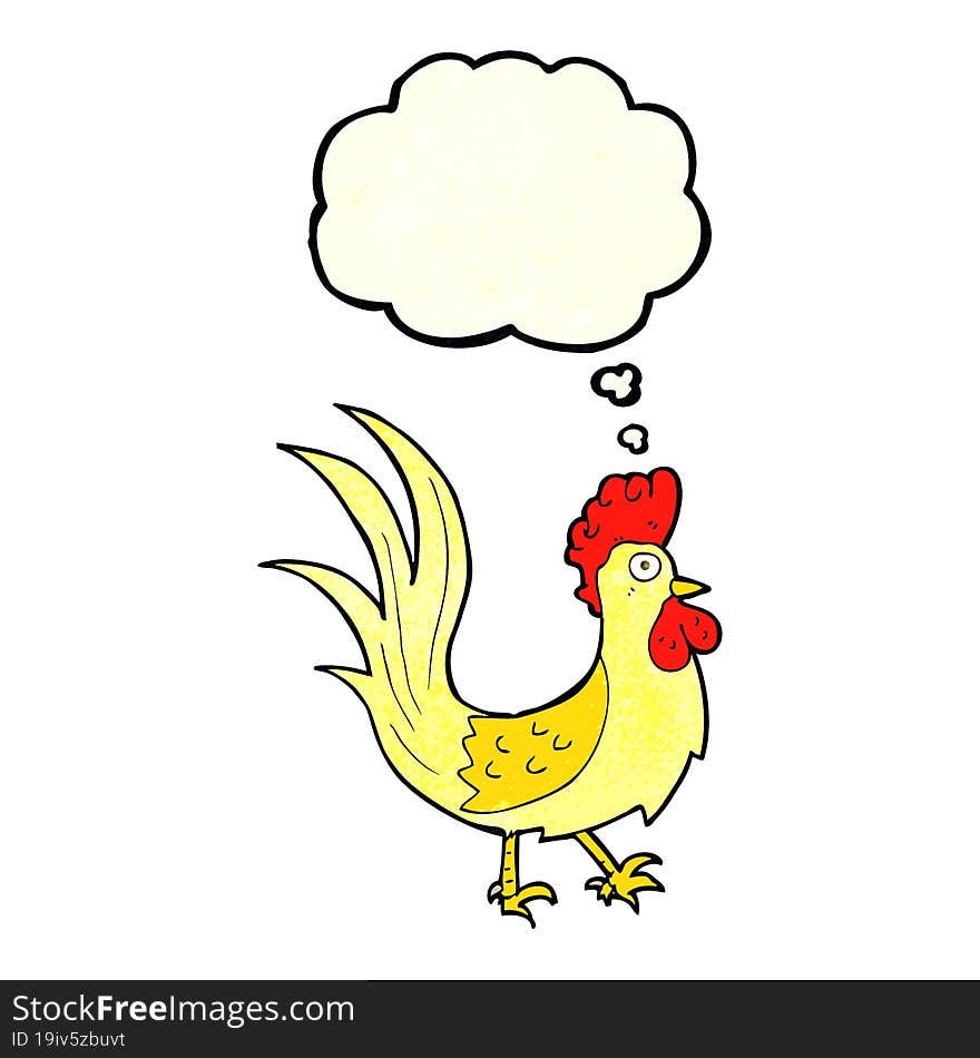 cartoon cockerel with thought bubble