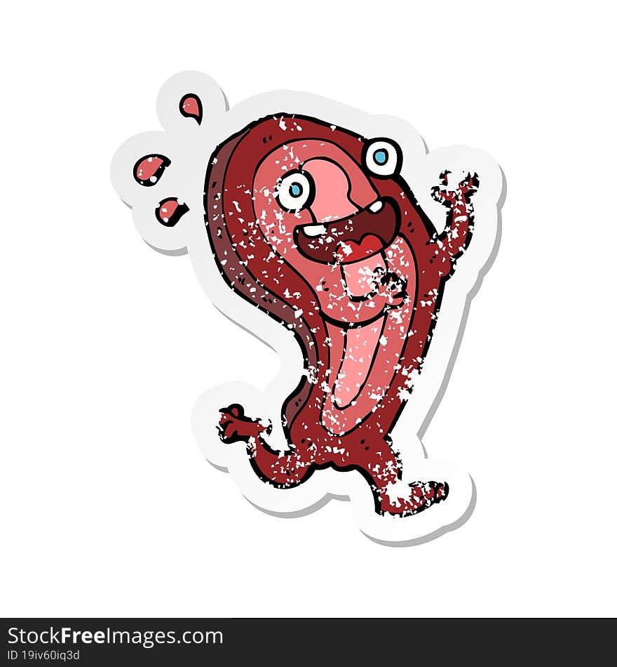 retro distressed sticker of a meat cartoon character