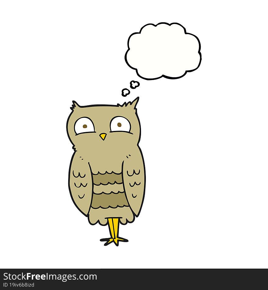 freehand drawn thought bubble cartoon owl