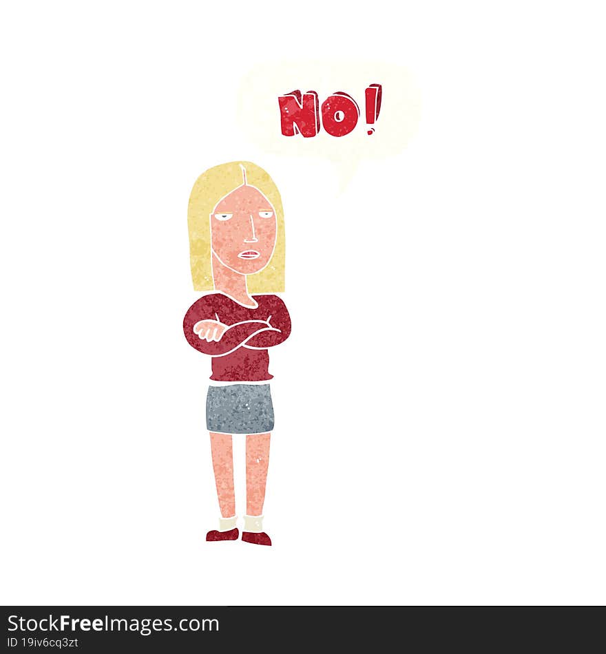 cartoon woman saying no