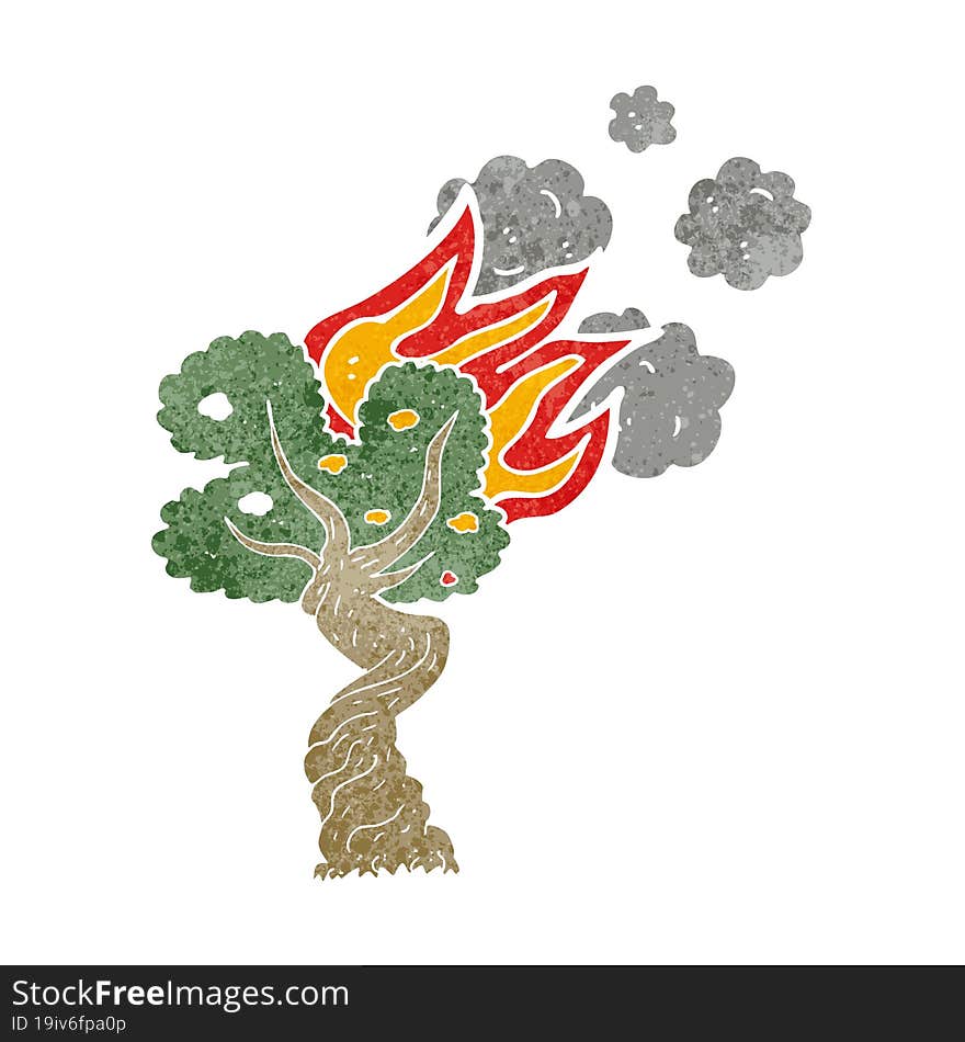 cartoon burning tree