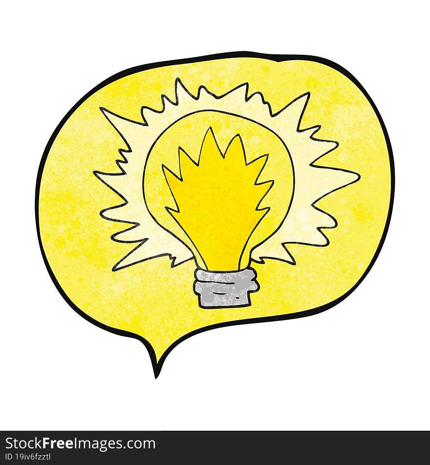 freehand speech bubble textured cartoon light bulb