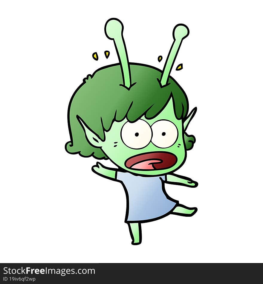 cartoon shocked alien girl. cartoon shocked alien girl