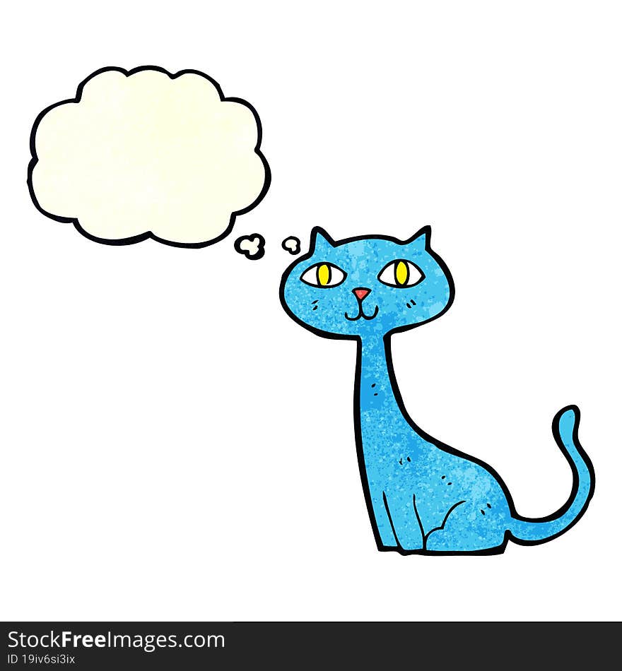 cartoon cat with thought bubble