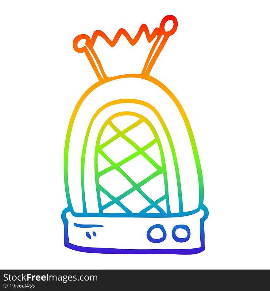 rainbow gradient line drawing of a cartoon retro radio