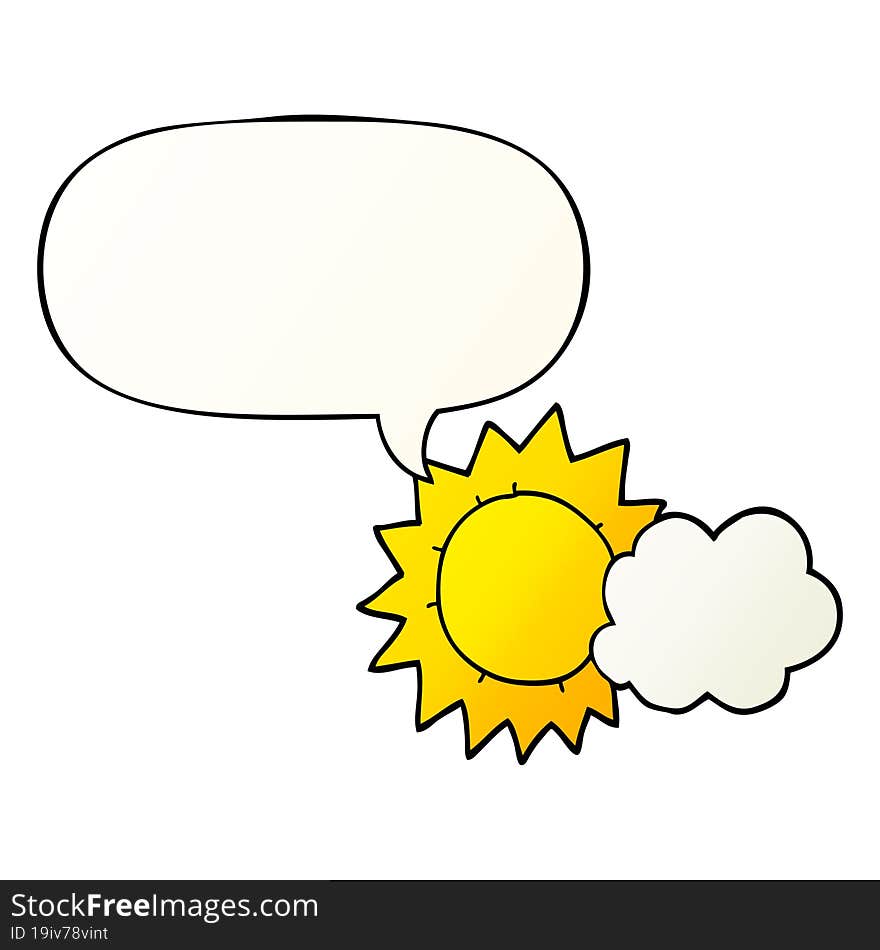 cartoon weather with speech bubble in smooth gradient style