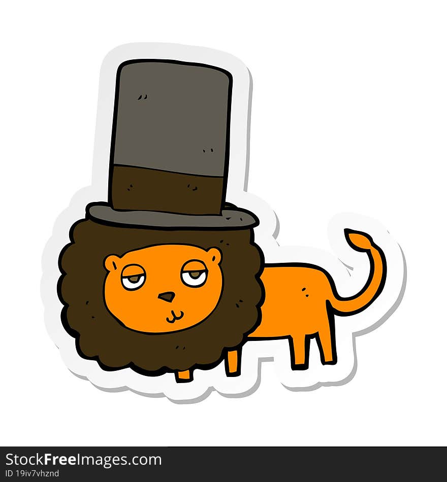 sticker of a cartoon lion in top hat