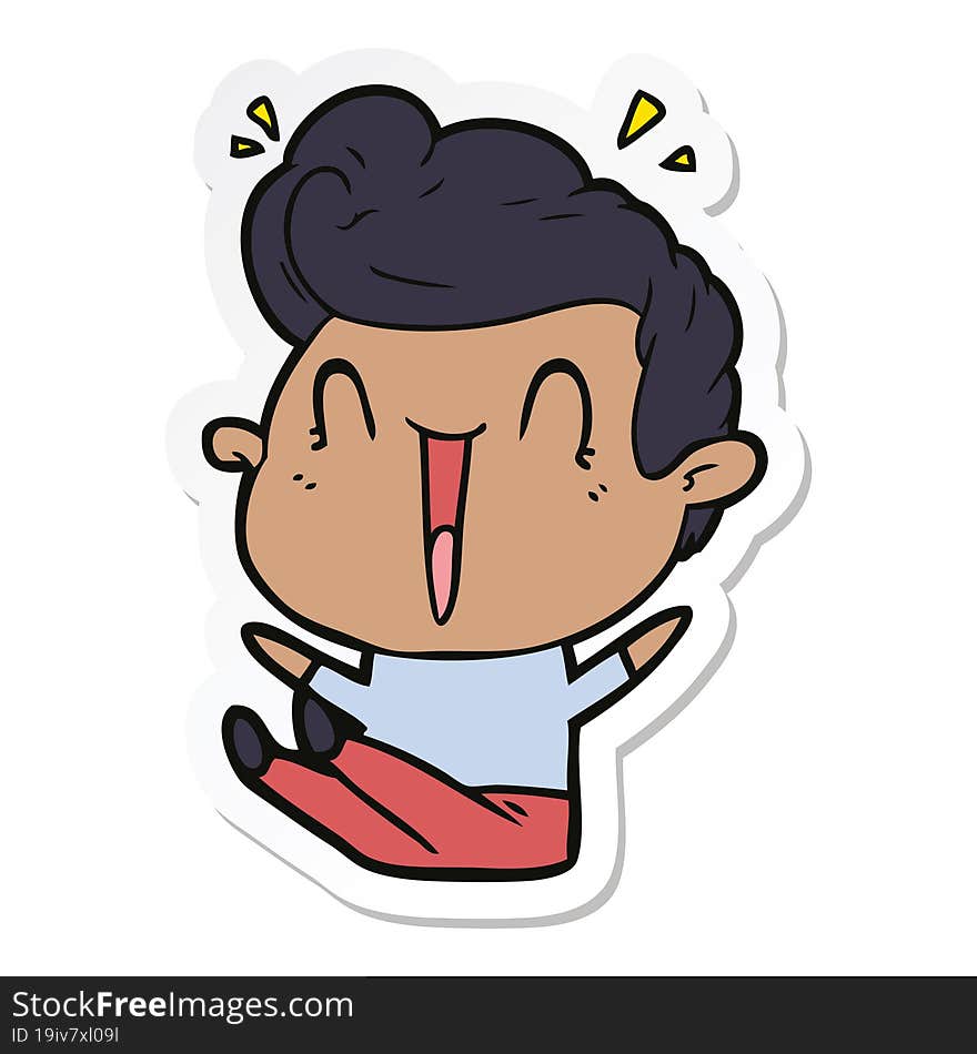 sticker of a cartoon excited man