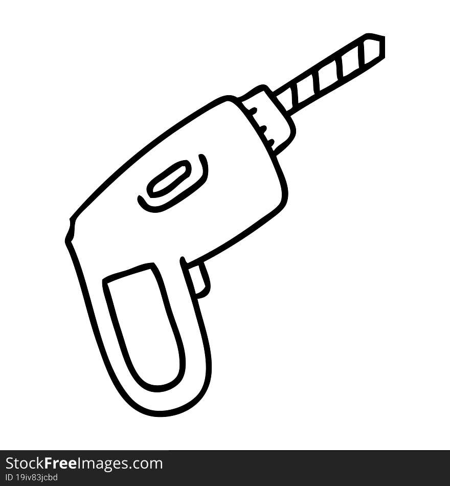 line doodle of a hand held electric drill. line doodle of a hand held electric drill