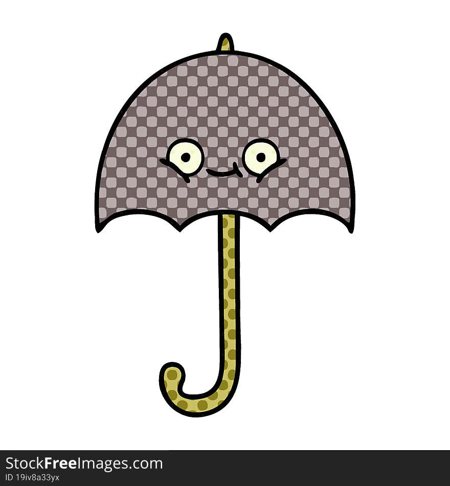 Comic Book Style Cartoon Umbrella