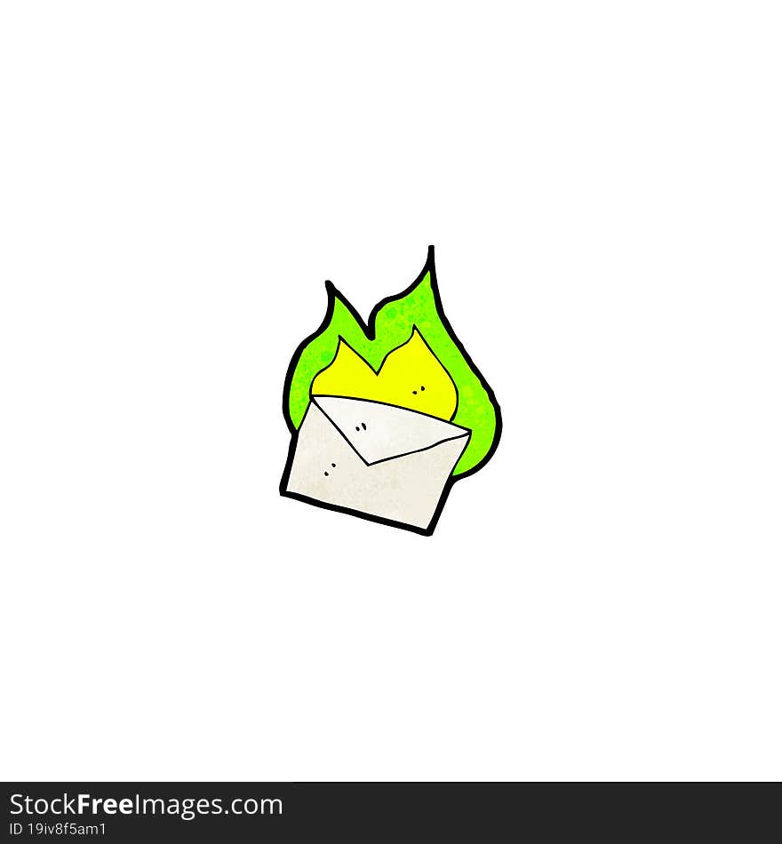 cartoon flaming letter