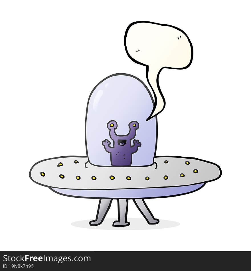 freehand drawn speech bubble cartoon flying saucer