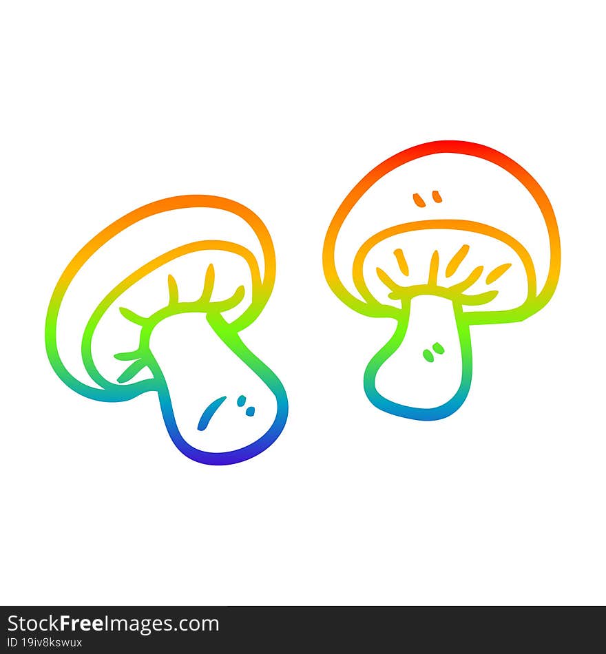 rainbow gradient line drawing cartoon mushrooms