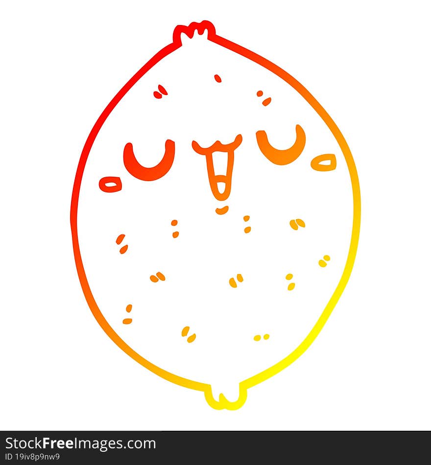 warm gradient line drawing cartoon happy lemon