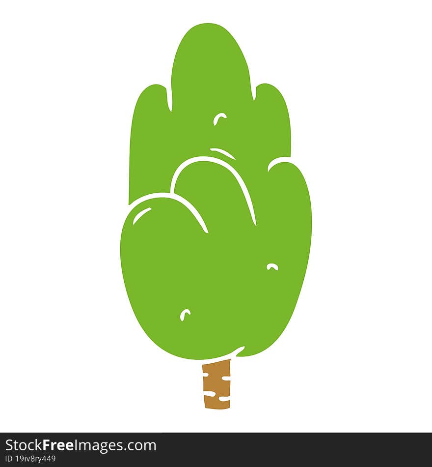 hand drawn cartoon doodle single green tree