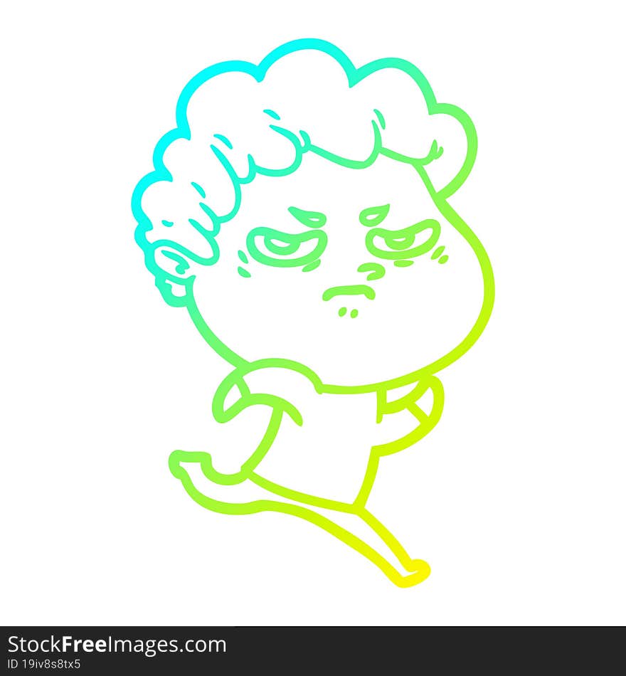 cold gradient line drawing cartoon angry man