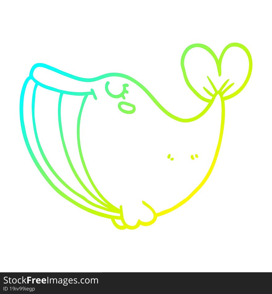 cold gradient line drawing cartoon whale