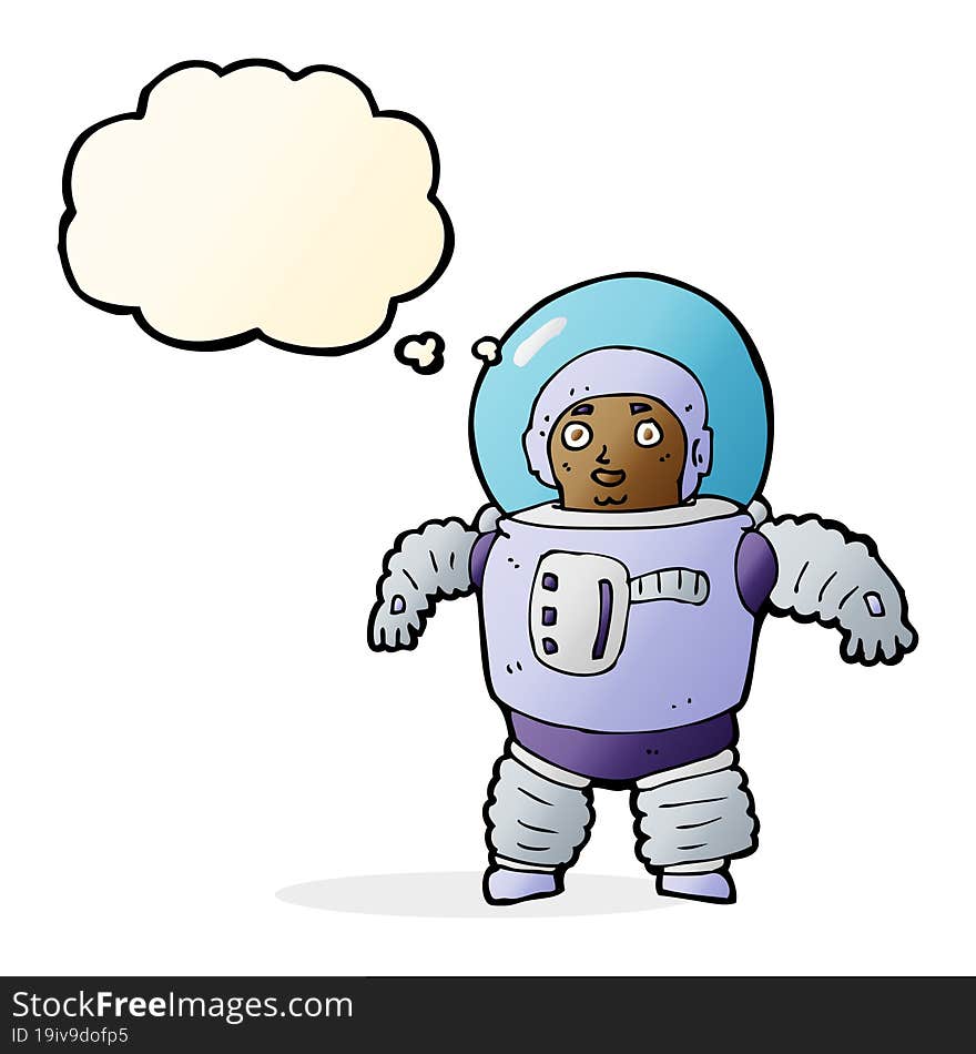 Cartoon Space Man With Thought Bubble