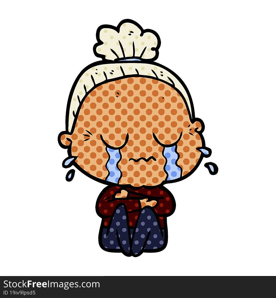 cartoon crying old lady. cartoon crying old lady