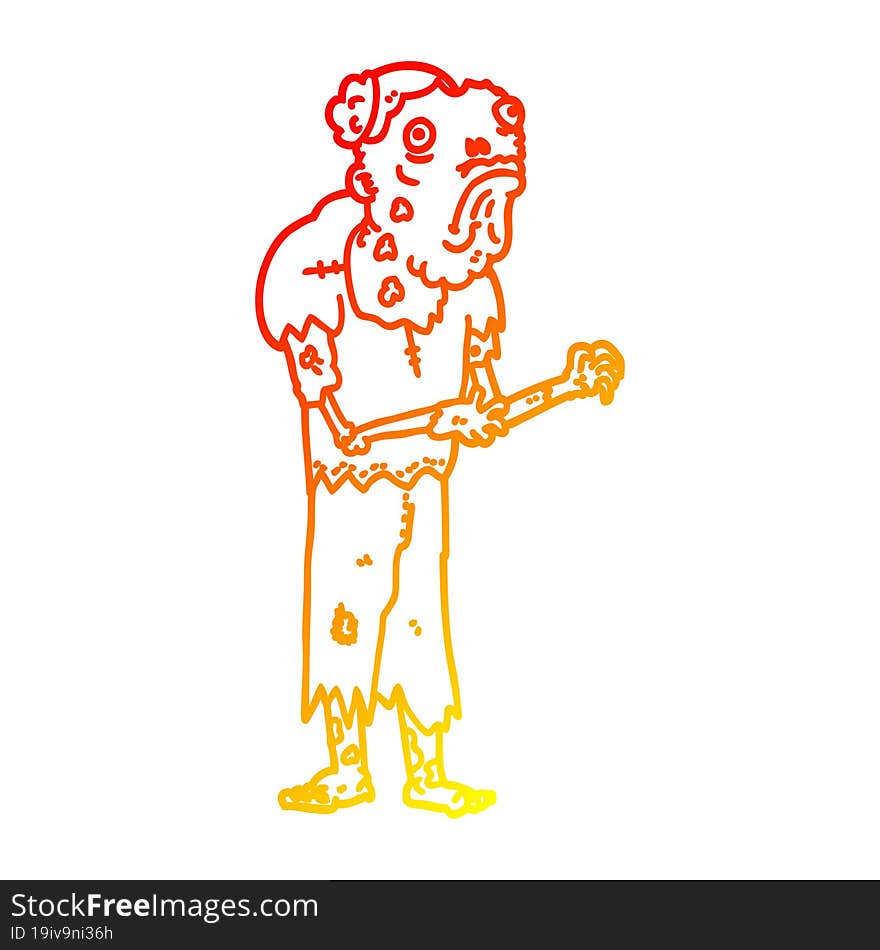 warm gradient line drawing cartoon zombie